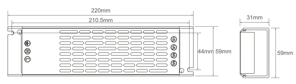 Elant-LED driver-EDR400CV24V size